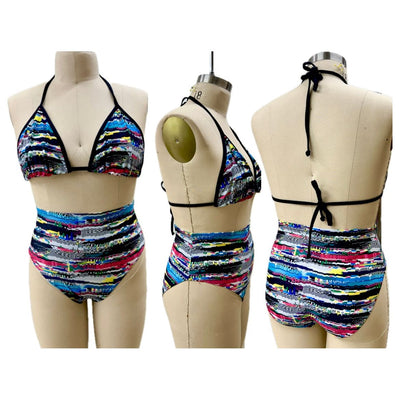 Coral High Waist Bikini Set | Glitch | Mixy - G'wan by Charon