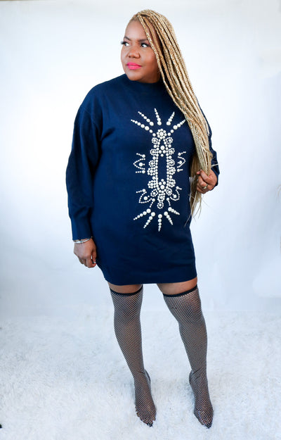 Lala Pearl Sweater| Navy n Pearls | Wrap It Faboo