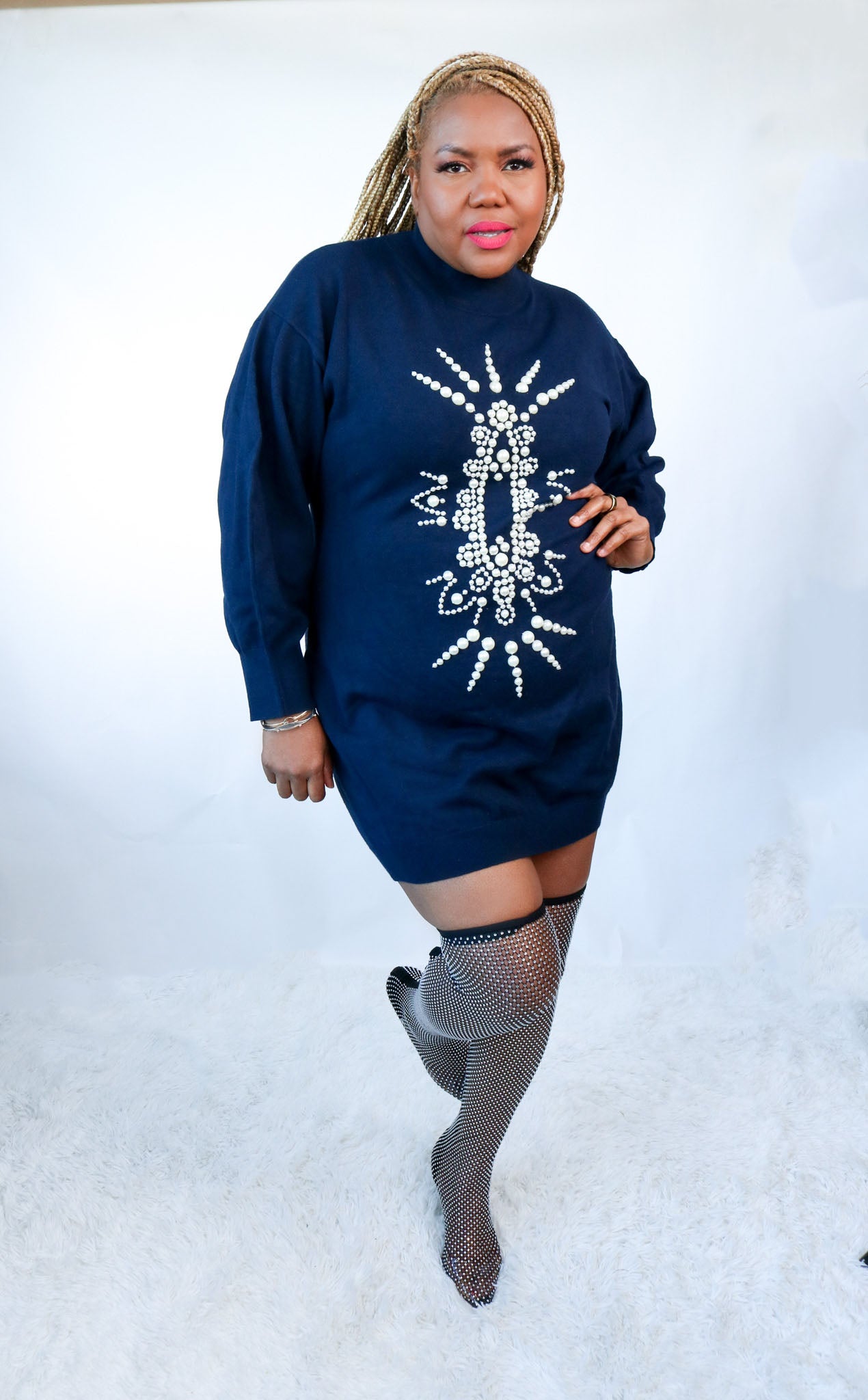 Lala Pearl Sweater| Navy n Pearls | Wrap It Faboo